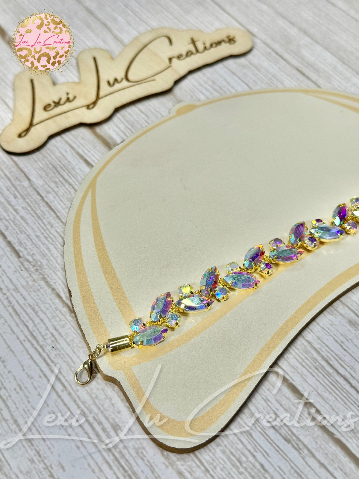 Marquis AB Iridescent Rhinestone Hat Chain Gold | Crystal Bling Hat Band | Clip-On Hat Chain | Glam Hat Accessory | Hat Jewelry