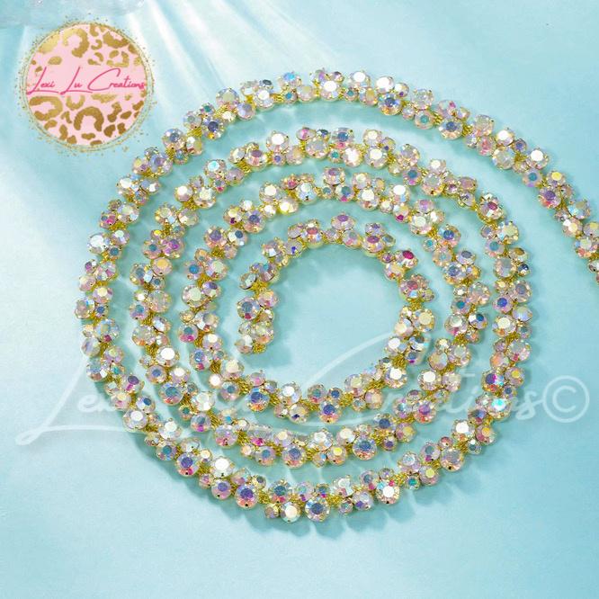 Bubble AB Rhinestone Hat Chain Gold | Crystal Bling Hat Band | Clip-On Hat Chain | Glam Hat Accessory | Hat Jewelry