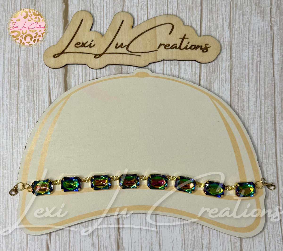 Rectangle Volcano Rhinestone Hat Chain | Crystal Bling Hat Band | Clip-On Hat Chain | Glam Hat Accessory | Hat Jewelry