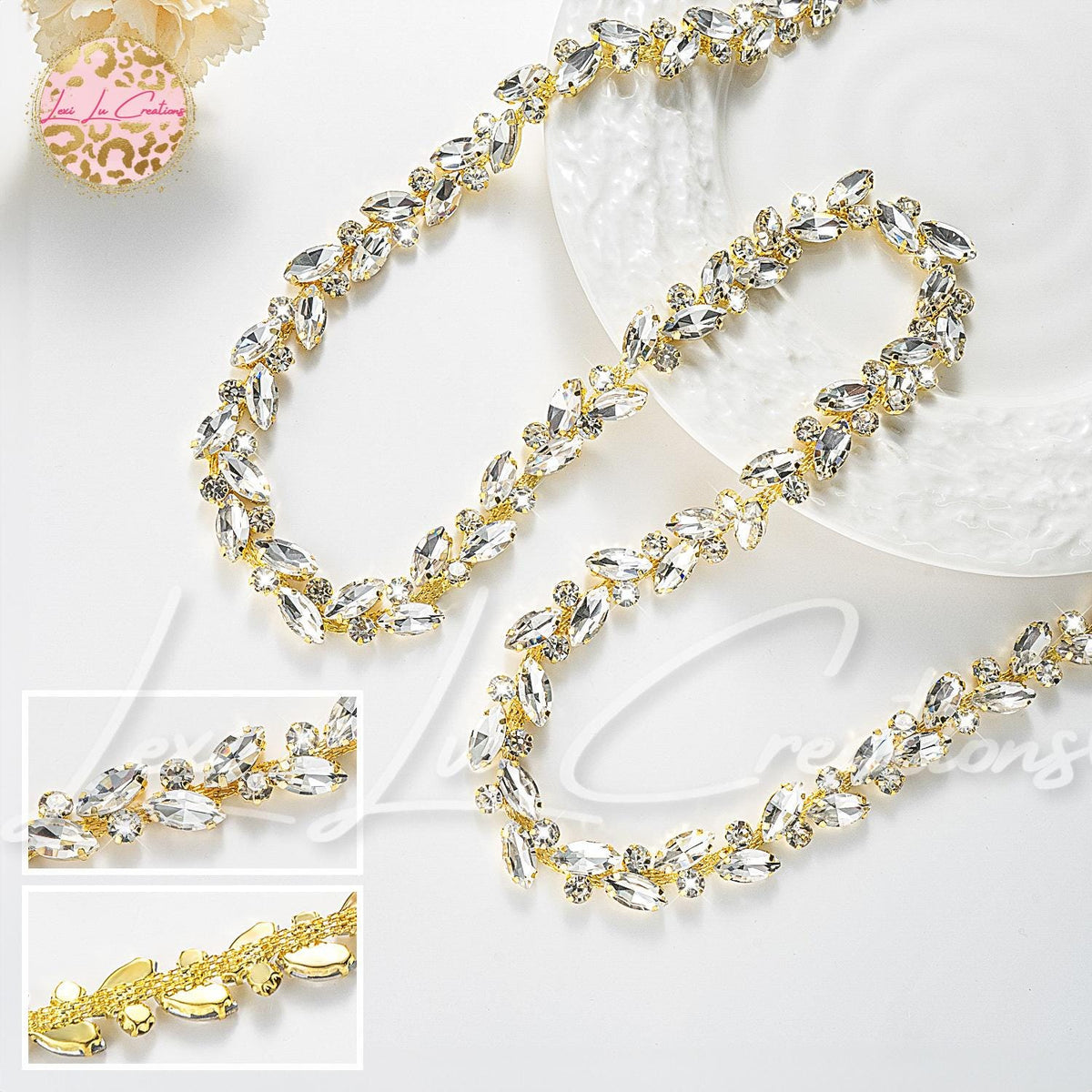 Marquis Clear Rhinestone Hat Chain Gold | Crystal Bling Hat Band | Clip-On Hat Chain | Glam Hat Accessory | Hat Jewelry