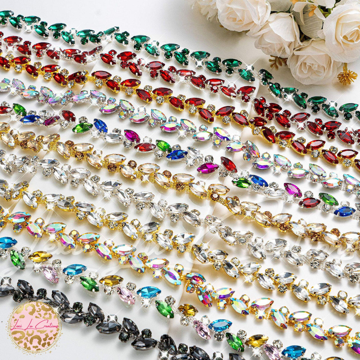 Marquis Clear Rhinestone Hat Chain Gold | Crystal Bling Hat Band | Clip-On Hat Chain | Glam Hat Accessory | Hat Jewelry