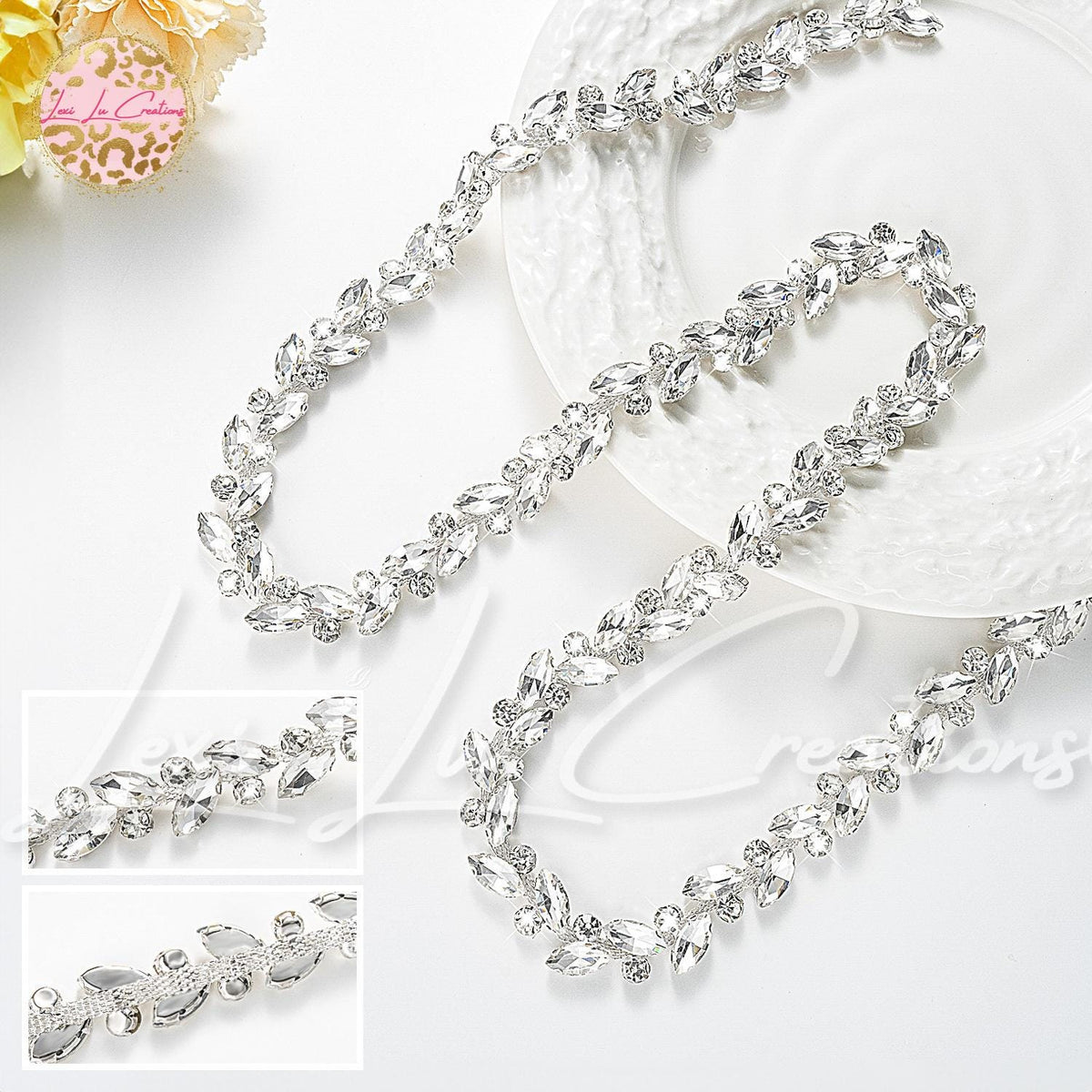 Marquis Clear Rhinestone Hat Chain Silver | Crystal Bling Hat Band | Clip-On Hat Chain | Glam Hat Accessory | Hat Jewelry