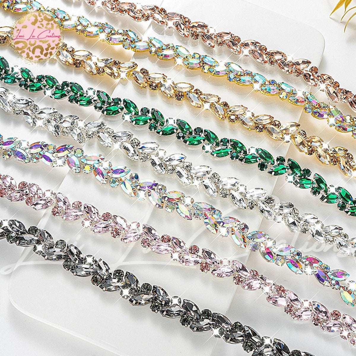 Marquis AB Iridescent Rhinestone Hat Chain Silver | Crystal Bling Hat Band | Clip-On Hat Chain | Glam Hat Accessory | Hat Jewelry