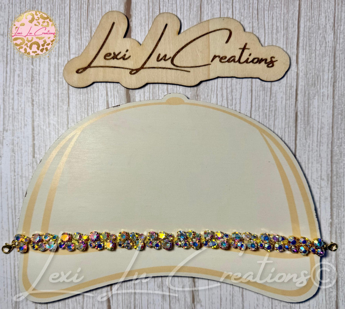 Bubble AB Rhinestone Hat Chain Gold | Crystal Bling Hat Band | Clip-On Hat Chain | Glam Hat Accessory | Hat Jewelry