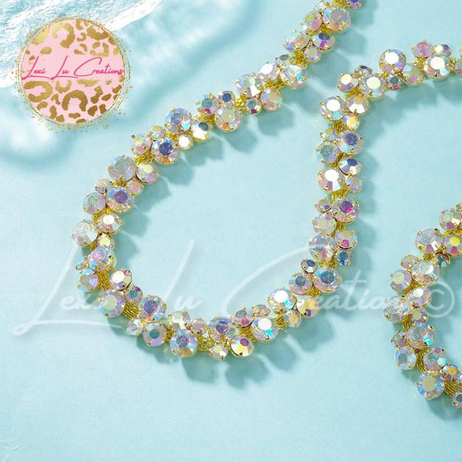 Bubble AB Rhinestone Hat Chain Gold | Crystal Bling Hat Band | Clip-On Hat Chain | Glam Hat Accessory | Hat Jewelry