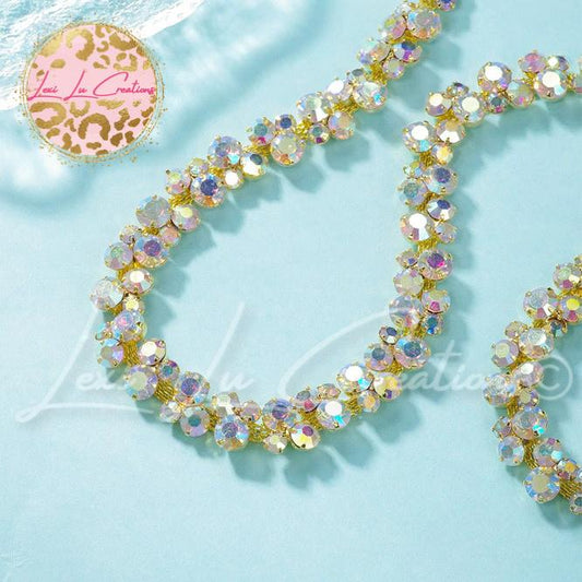 Bubble AB Rhinestone Hat Chain Gold | Crystal Bling Hat Band | Clip-On Hat Chain | Glam Hat Accessory | Hat Jewelry