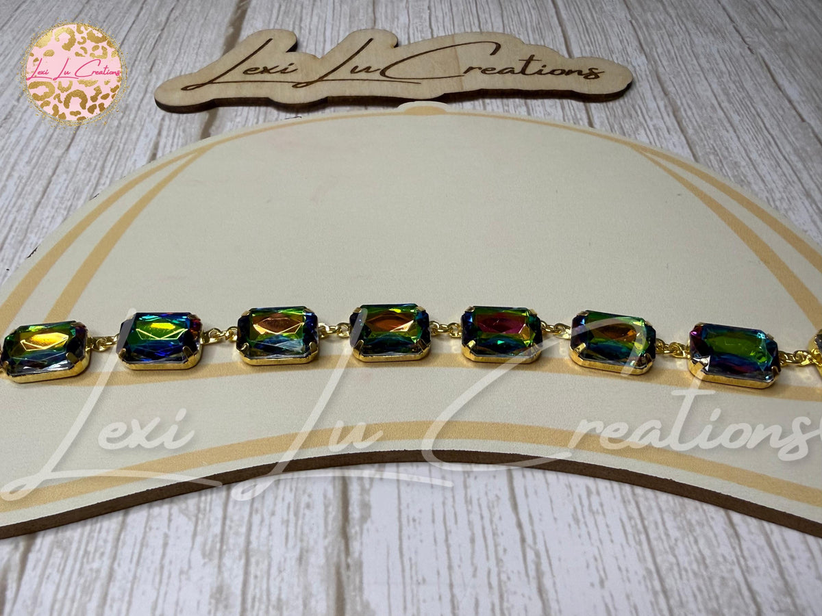 Rectangle Volcano Rhinestone Hat Chain | Crystal Bling Hat Band | Clip-On Hat Chain | Glam Hat Accessory | Hat Jewelry