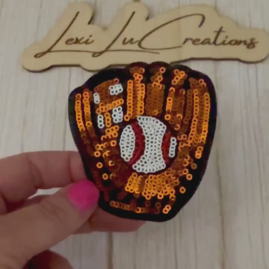 Sequin Baseball Glove Patch  | Sports Iron On | Game Day Appliqué | Baseball Mom