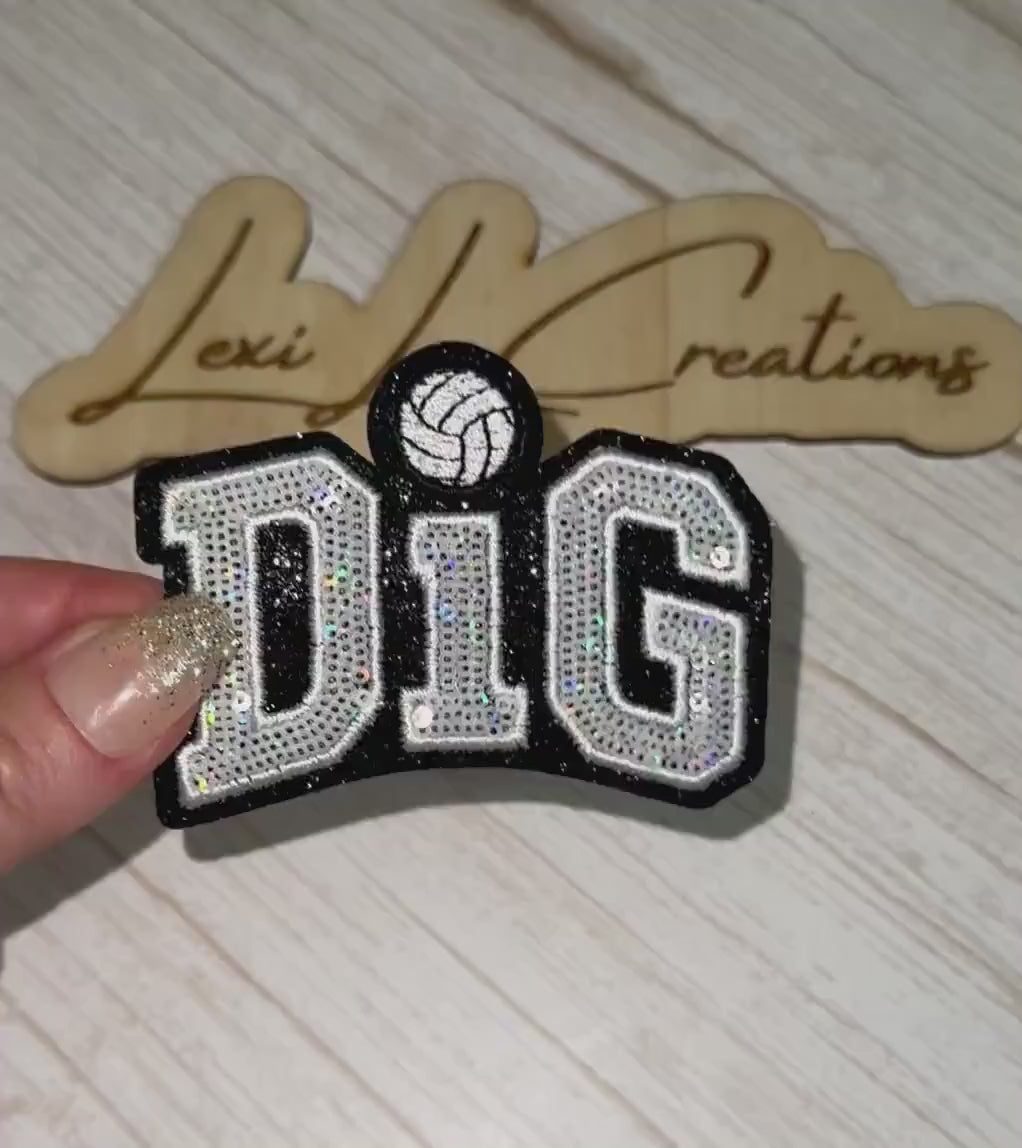 DIG Volleyball Sequin Patch | Volleyball Hat Patch | Volleyball Mom Patch | Volleyball Player Gift | Trucker Hat Patch