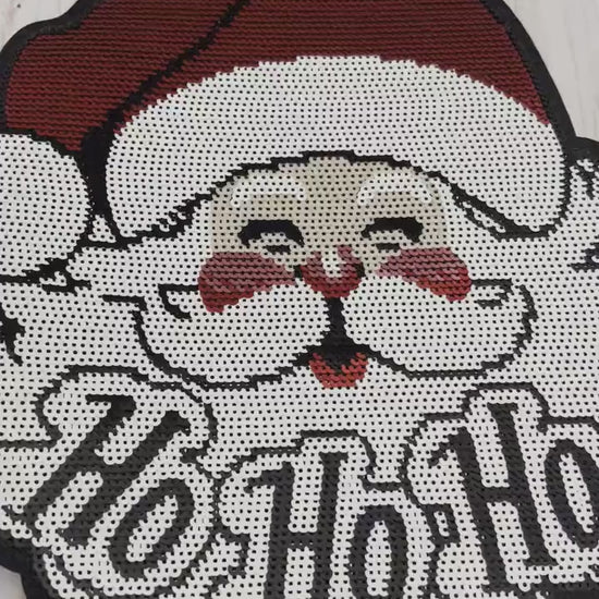 Ho Ho Ho Santa Iron On Patch | Sequin Shirt Patch | Christmas | Holiday