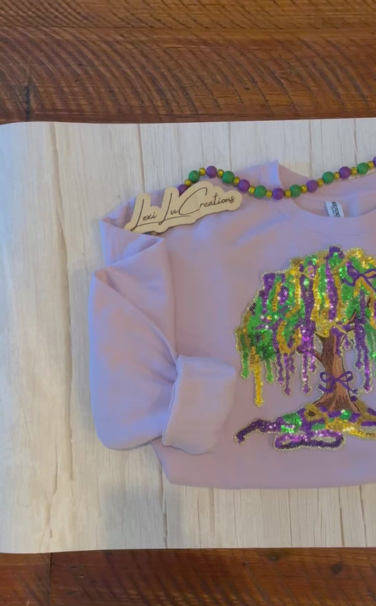 Mardi Gras Bead Tree Sequin Patch Shirt