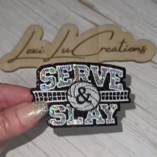 Serve & Slay Volleyball Sequin Patch | Volleyball Hat Patch | Volleyball Player Gift | Volleyball Mom Patch | Trucker Hat Patch