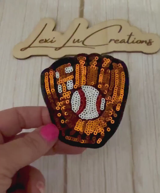 Sequin Baseball Glove Patch  | Sports Iron On | Game Day Appliqué | Baseball Mom