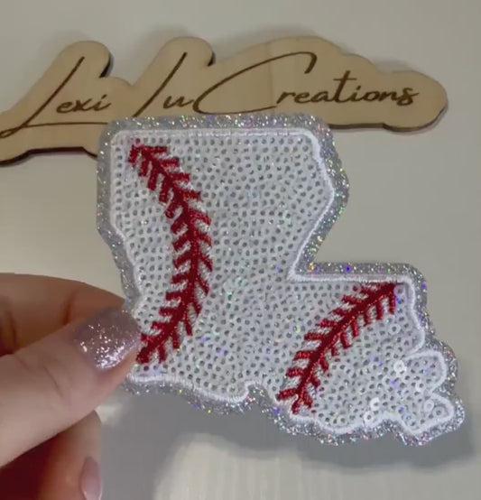 Louisiana Baseball Hat Patch | Sequin Baseball Patch | Louisiana State Patch | Baseball Mom Hat Patch | Trucker Hat Patch | Patch Bar Supply