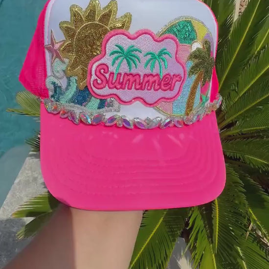 Summer Palm Tree Hat Patch | Tropical Hat Patch | Beach Hat Patch | Summer Patch Bar Patch | Trucker Hat Patch | Vacation Hat Patch