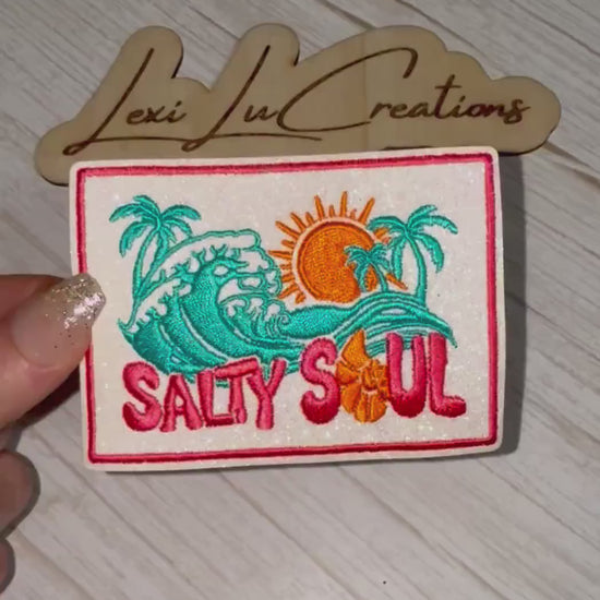 Salty Soul Hat Patch | Beach Hat Patch | Summer Hat Patch | Tropical Hat Patch | Palm Tree Patch | Vacation Patch | Trucker Hat Patch