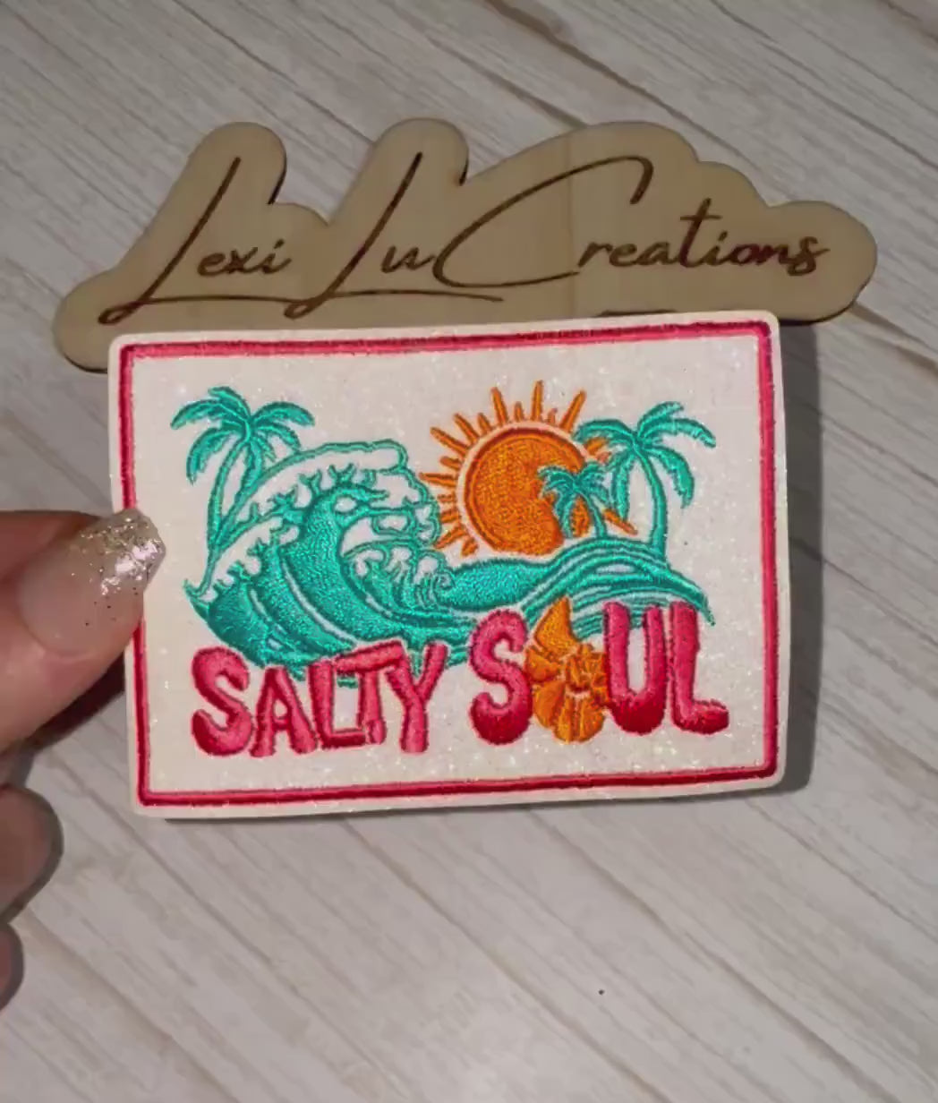 Salty Soul Hat Patch | Beach Hat Patch | Summer Hat Patch | Tropical Hat Patch | Palm Tree Patch | Vacation Patch | Trucker Hat Patch