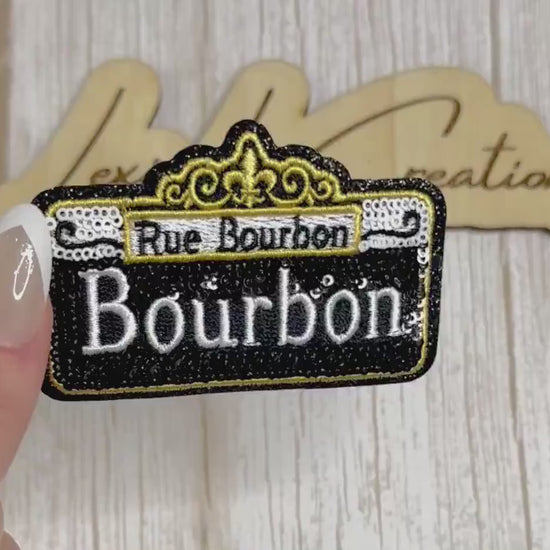 Bourbon Street Sign Sequin Patch | New Orleans NOLA French Quarter Iron-On Patch