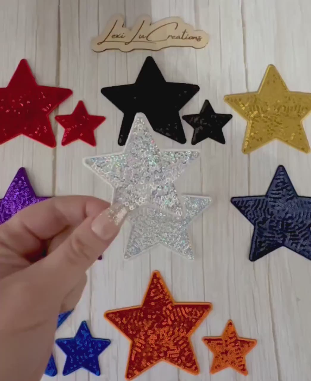 Lexi Lu Signature Star™ Patches 2 Sizes | Premium Sequin Stars | Luxury Hat Patch | Iron On Star Applique | Available in Multiple Colors