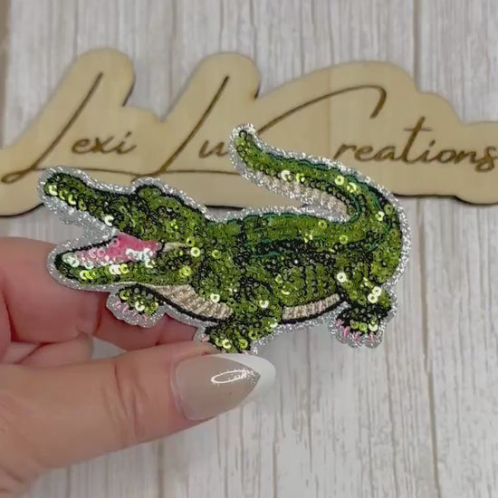 Louisiana Alligator Sequin Patch | NOLA Gator Iron-On Patch | Hat & Pocket Size