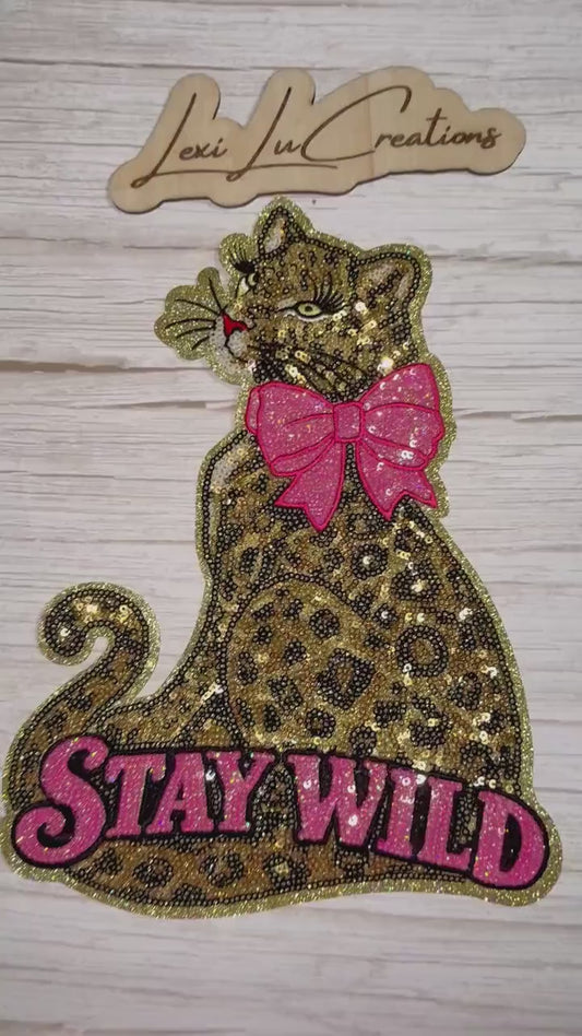 Stay Wild Leopard Patch Shirt | Leopard Bow Graphic Tee | Pink Cheetah Shirt | Boutique Animal Print Top | Southern Boutique Shirt