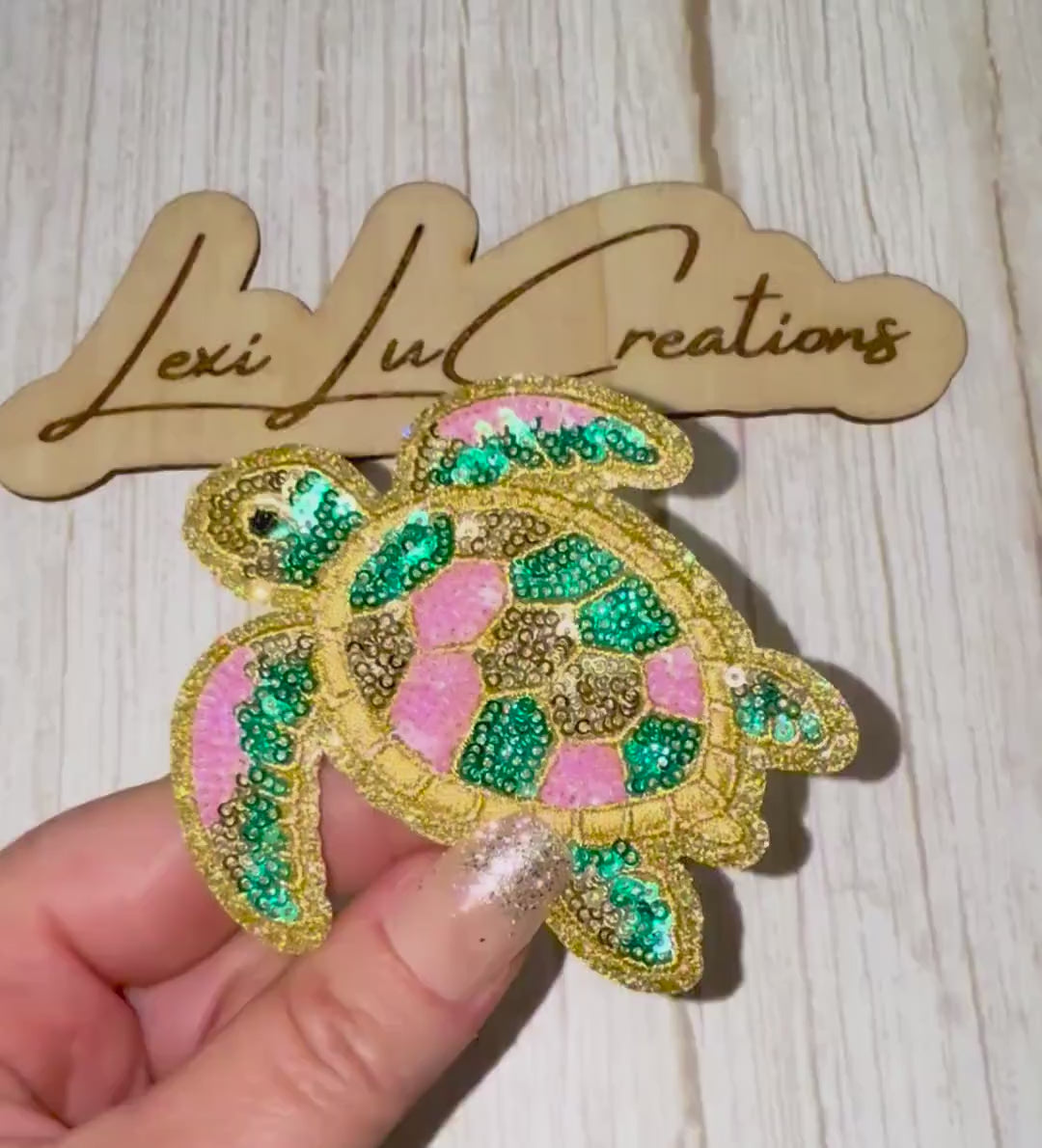 Sea Turtle Sequin Patch | Coastal Turtle Patch | Beach Turtle Applique | Ocean Life Patch | Iron On Sequin Patch | Summer Beach Patch