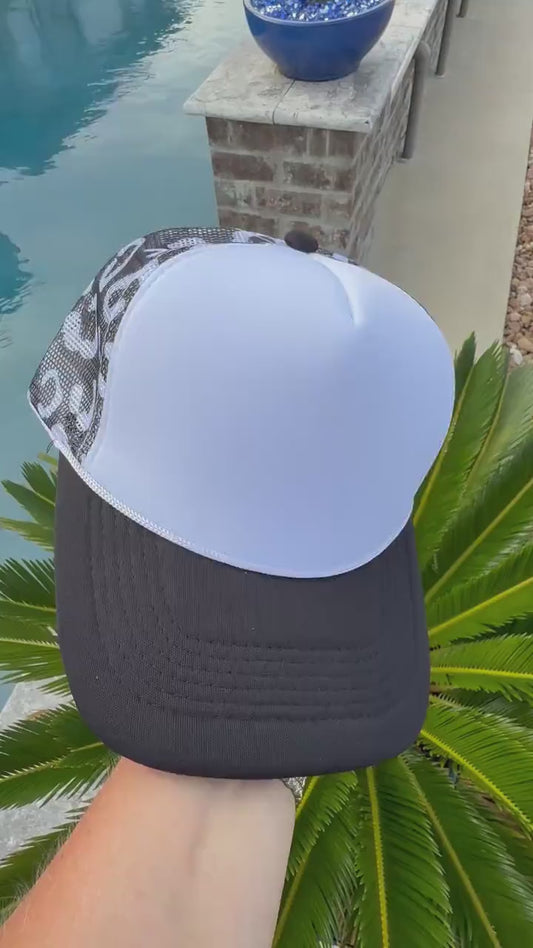 Black Leopard Trucker Hat | Boutique Mesh Snapback Hat | Black Cheetah Print Hat | Women's Trucker Cap | Blank Patch Hat
