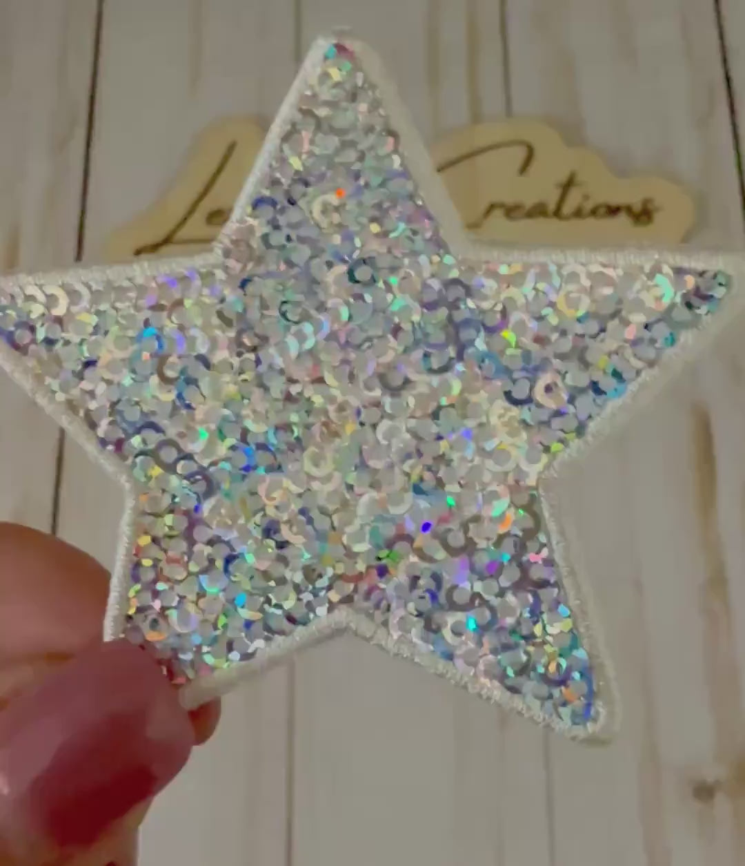 Iridescent Silver Sequin Star Patch | Small and Large Star Appliqué | Boutique Patch for Hats Jackets and Bags