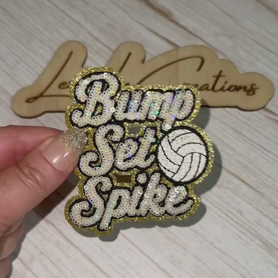 Bump Set Spike Volleyball Sequin Patch | Volleyball Hat Patch | Volleyball Player Gift | Volleyball Mom Patch | Trucker Hat Patch