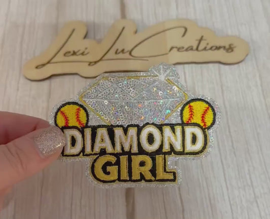 Softball Diamond Girl Hat Patch | Softball Mom Patch | Sequin Hat Patch | Bling Sports Patch | Trucker Hat Patch | Patch Bar Supply