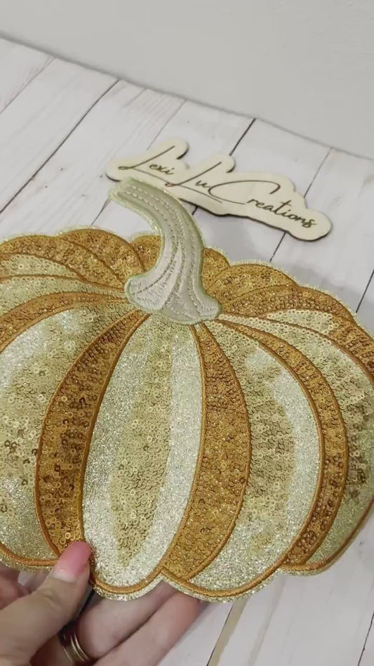 Sequin Pumpkin Iron On Patch | Fall Halloween Applique