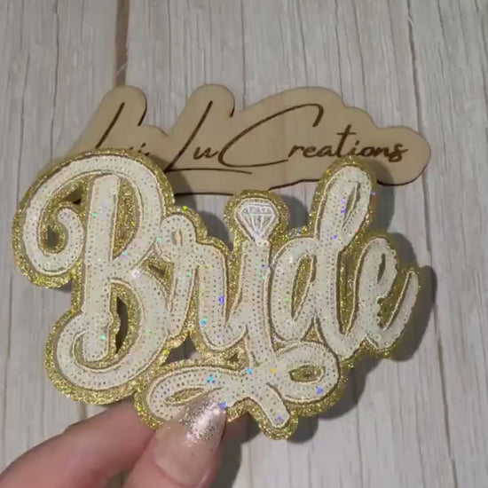 Bride Sequin Patch with Diamond Ring | Bridal Shower Patch | Bachelorette Party Patch | Wedding Patch | Bride-to-Be Patch