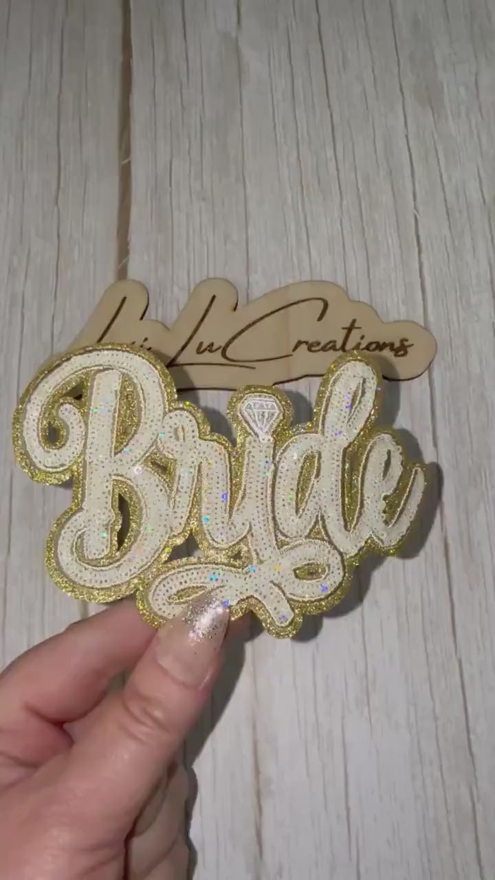 Bride Sequin Patch with Diamond Ring | Bridal Shower Patch | Bachelorette Party Patch | Wedding Patch | Bride-to-Be Patch