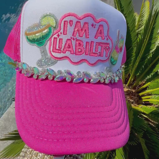 Marquis AB Iridescent Rhinestone Hat Chain Silver | Crystal Bling Hat Band | Clip-On Hat Chain | Glam Hat Accessory | Hat Jewelry
