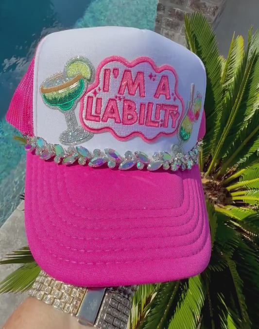 Marquis AB Iridescent Rhinestone Hat Chain Silver | Crystal Bling Hat Band | Clip-On Hat Chain | Glam Hat Accessory | Hat Jewelry