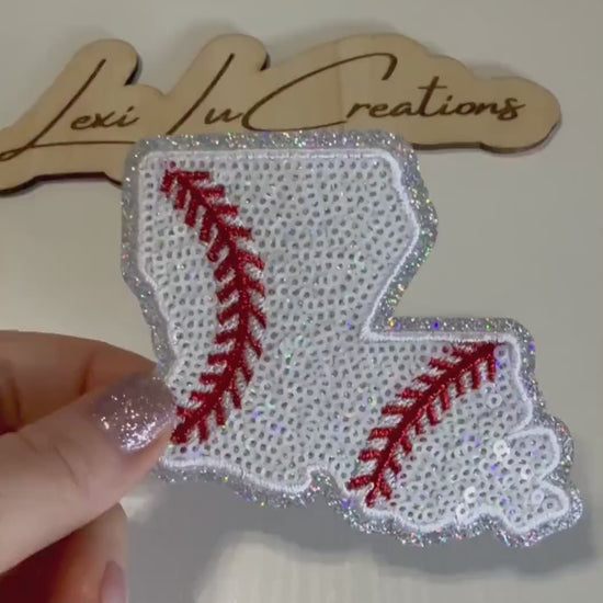 Louisiana Baseball Hat Patch | Sequin Baseball Patch | Louisiana State Patch | Baseball Mom Hat Patch | Trucker Hat Patch | Patch Bar Supply