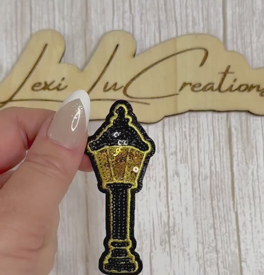 NOLA Lamp Post Sequin Patch | New Orleans Street Lamp Iron-On Hat & Pocket Patch