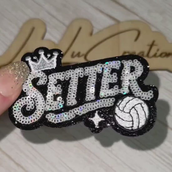 Setter Volleyball Sequin Patch | Volleyball Hat Patch | Volleyball Mom Patch | Volleyball Player Gift | Trucker Hat Patch