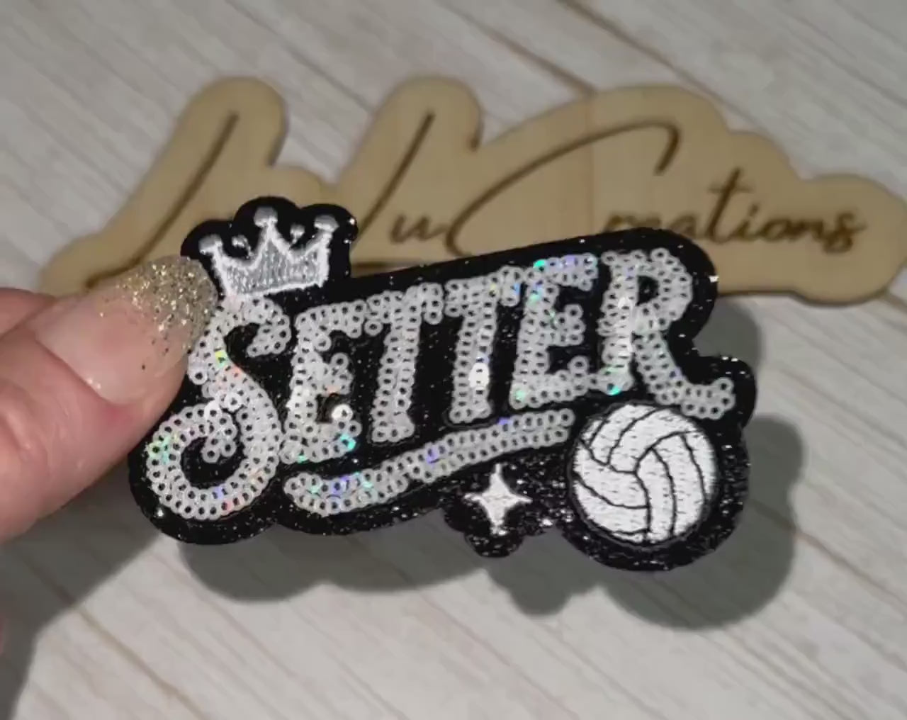Setter Volleyball Sequin Patch | Volleyball Hat Patch | Volleyball Mom Patch | Volleyball Player Gift | Trucker Hat Patch
