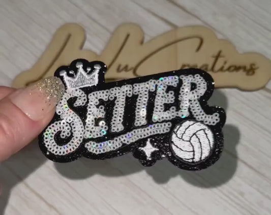 Setter Volleyball Sequin Patch | Volleyball Hat Patch | Volleyball Mom Patch | Volleyball Player Gift | Trucker Hat Patch
