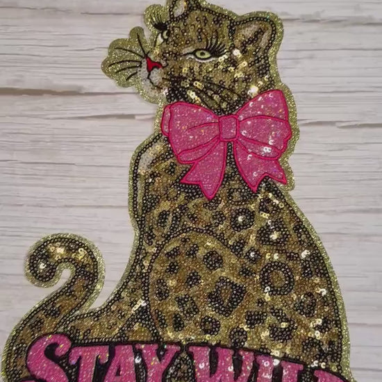 Stay Wild Leopard Patch Shirt | Leopard Bow Graphic Tee | Pink Cheetah Shirt | Boutique Animal Print Top | Southern Boutique Shirt