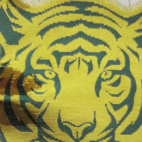 TIGER Mascot Iron On Patch | Green and Gold Sequin Patch | Preppy Tigers