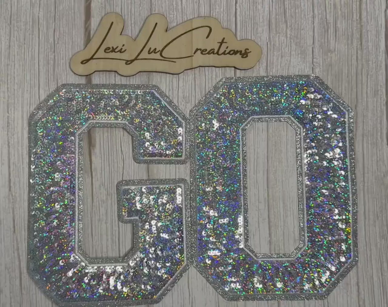 GO Sequin Patch | Silver Holographic Game Day Iron On Patch | School Spirit Patch