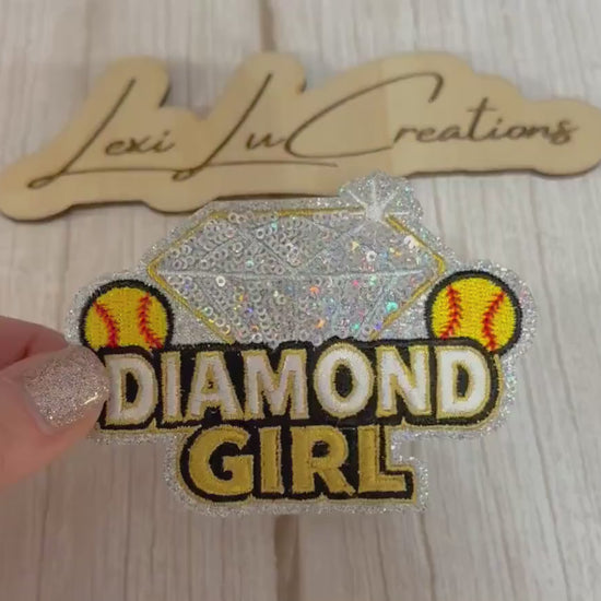 Softball Diamond Girl Hat Patch | Softball Mom Patch | Sequin Hat Patch | Bling Sports Patch | Trucker Hat Patch | Patch Bar Supply
