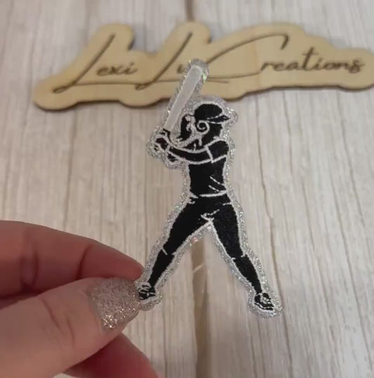Softball Player Silhouette Hat Patch – Sequin Sports Patch