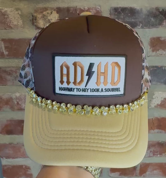 ADHD Highway to Hey Look a Squirrel Trucker Hat | Brown & Tan