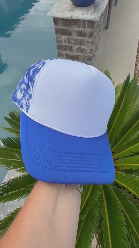 Royal Blue Leopard Trucker Hat | Boutique Mesh Snapback Hat | Blue Leopard Print Hat | Women's Trucker Cap | Blank Patch Hat