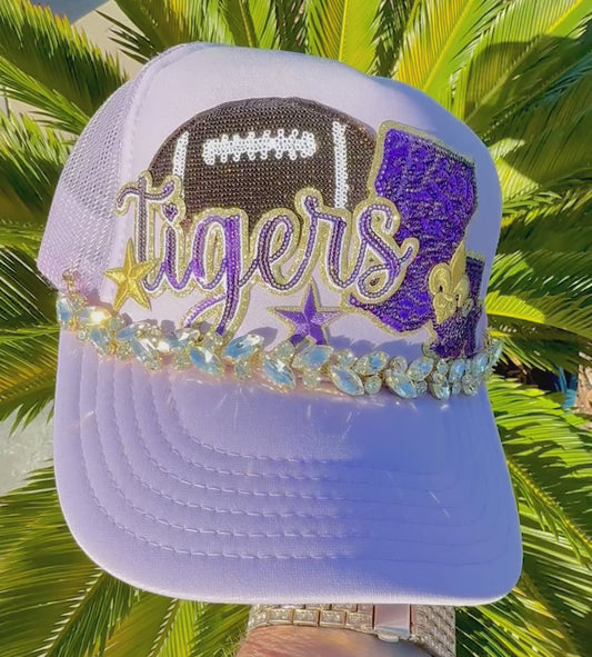 Geaux Tigers Louisiana Sequin Trucker Hat | Lavender & Purple