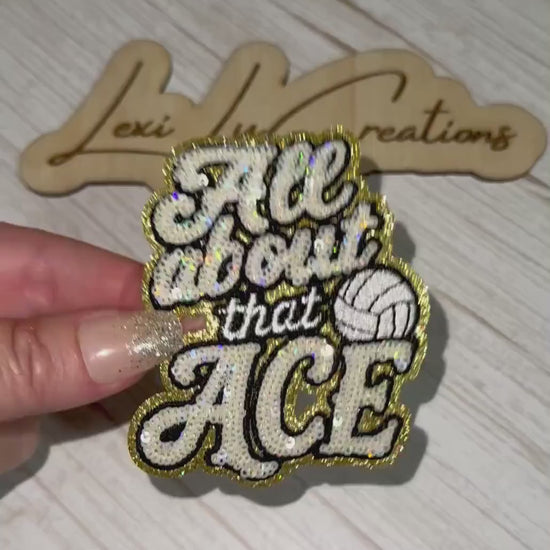 All About That Ace Sequin Volleyball Patch | Volleyball Hat Patch | Volleyball Player Gift | Volleyball Mom Patch | Trucker Hat Patch