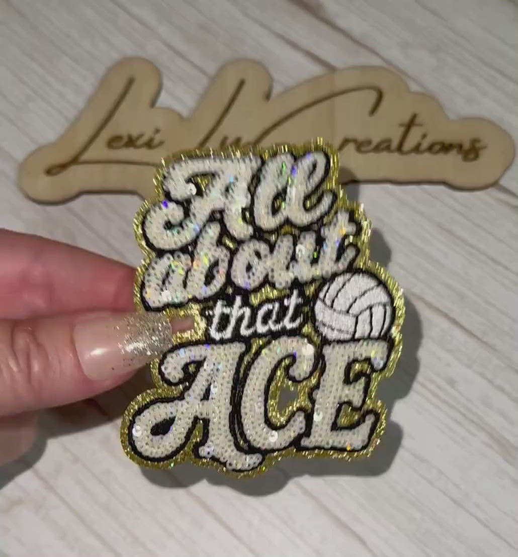 All About That Ace Sequin Volleyball Patch | Volleyball Hat Patch | Volleyball Player Gift | Volleyball Mom Patch | Trucker Hat Patch